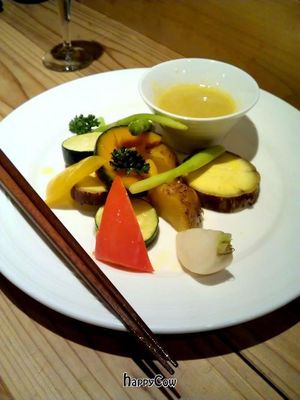Vegetables with bagna cauda dip at Tamana Shokudo in Tokyo