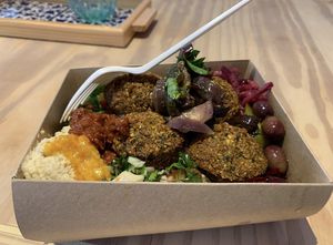 Falafel salad box  at Habibah in Cheltenham