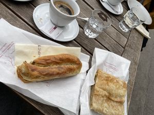 Vegan burek and apple pastry   at Pekarna Peçjak  in Ljubljana