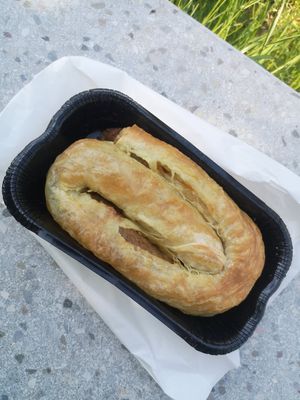 Burek with vegan meat alternative at Pekarna Peçjak  in Ljubljana