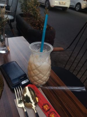 Coconut iced latte at Asian Vegan Kitchen in Istanbul
