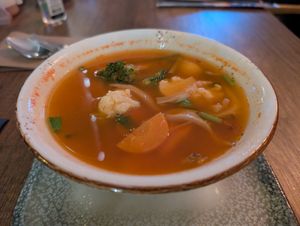 Hot and sour soup. Bland at Asian Vegan Kitchen in Istanbul