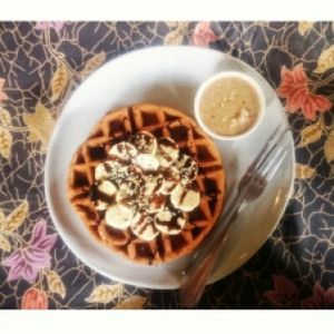 awesome vegan.gluten free waffles!! at Earth Tone in Pai