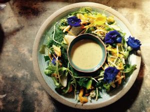 local vegetable salad  at Earth Tone in Pai