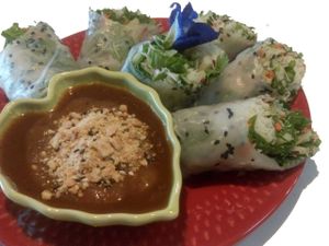 herbs fresh spring roll. at Earth Tone in Pai
