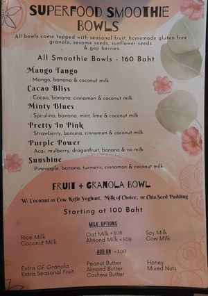Menu at Earth Tone in Pai