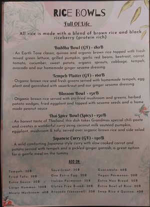 Menu at Earth Tone in Pai