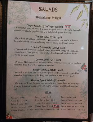 Menu at Earth Tone in Pai