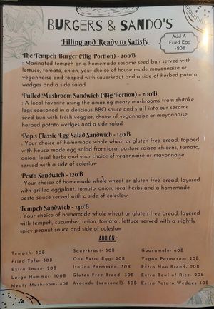 Menu at Earth Tone in Pai