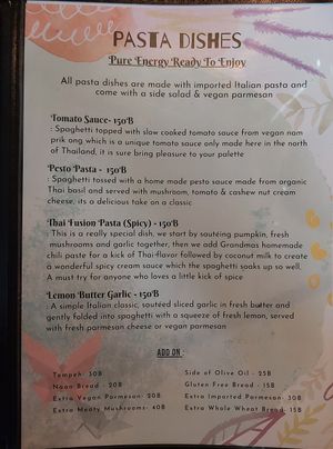 Menu at Earth Tone in Pai