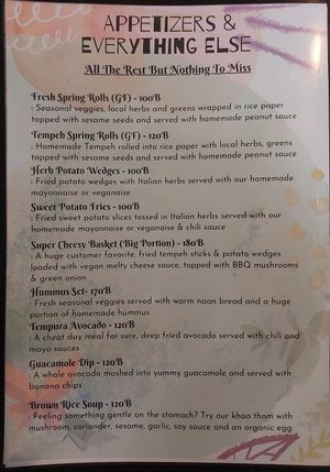 Menu at Earth Tone in Pai