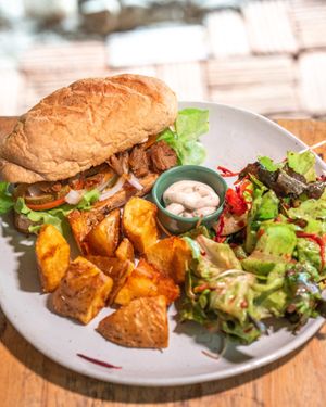 pulled mushroom sandwich at Earth Tone in Pai