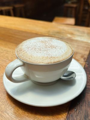 Cappuccino w/ soy milk (50 THB)  at Earth Tone in Pai