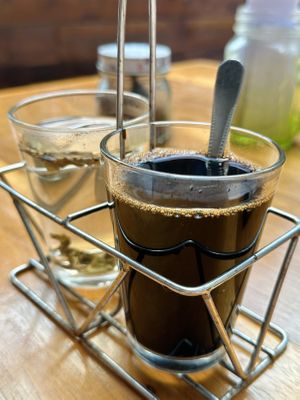 Thai style coffee (50 THB)  at Earth Tone in Pai