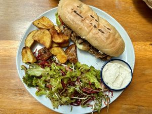 Pulled mushroom sandwich (200 THB)  at Earth Tone in Pai
