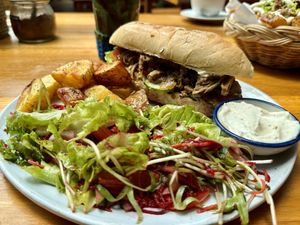 Pulled mushroom sandwich (200 THB)  at Earth Tone in Pai