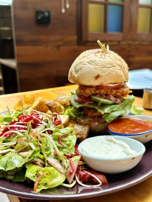 The tempeh burger (200 THB)  at Earth Tone in Pai