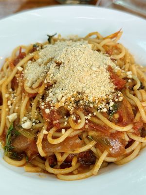 Tomato sauce pasta (150 THB)  at Earth Tone in Pai