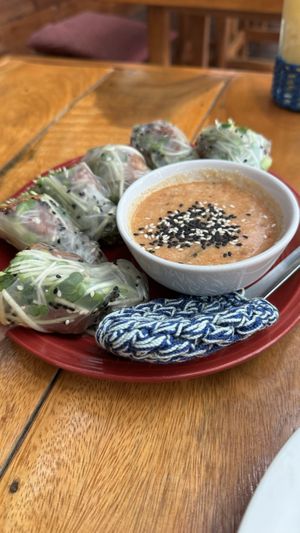 Tempeh spring rolls  at Earth Tone in Pai