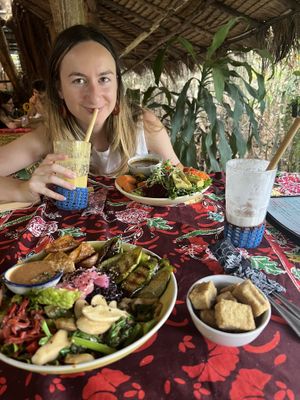 Buddha Bowl, another bowl that has roasted potato and a ginger dressing (can’t remember the name) and kefir smoothies.   at Earth Tone in Pai