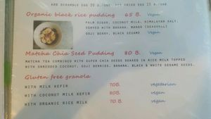 pudding menu at Earth Tone in Pai