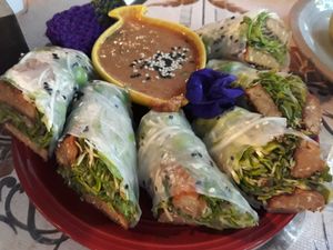 Tempeh spring rolls at Earth Tone in Pai