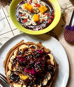 Vegan waffles  at Earth Tone in Pai