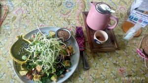 Super salad and mushroom tea at Earth Tone in Pai