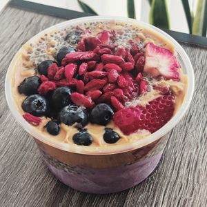 Chia Ube/coconut with peanut butter at Simply Blended Juice Bar in Moreno Valley