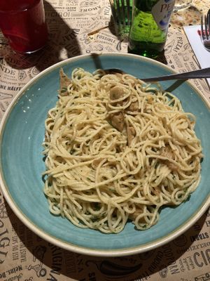 pasta with vegan chicken   at L'Osteria - Junghofstrasse in Frankfurt