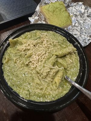 Vegan Alfredo & garlic bread  at Veggie Crust in Norwood
