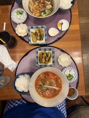 Our ramen sets   at YoKaTen  in Koya