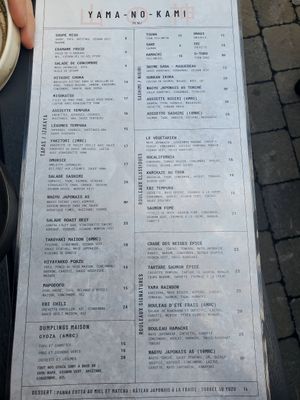 Menu (23 août 2023) at Yama-No-kami Pub Japonais in Mont-tremblant