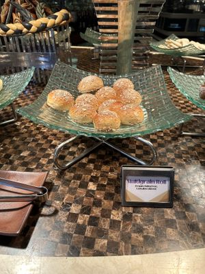Vegan options are labeled in the bread station  at Spiral in Pasay City