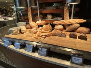 Vegan options are labeled in the bread station  at Spiral in Pasay City
