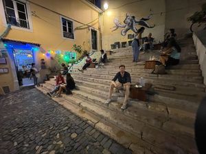 Loved the eating on the stairs at The Food Temple in Lisbon