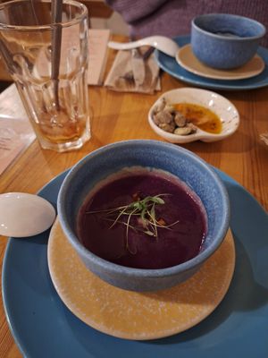 Sweetpotato Soup with pepper cream at The Food Temple in Lisbon