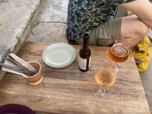 Rosé wine and non alcoholic beer   at The Food Temple in Lisbon