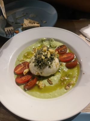 Cashew cheese with pesto yum!  at The Food Temple in Lisbon