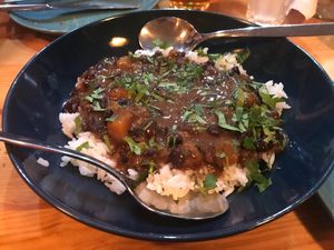 Pumpkin and bean chilli  at The Food Temple in Lisbon