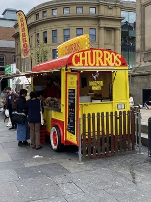 Churros at Newcastle vegan market  at Vegan Market Co in Ipswich