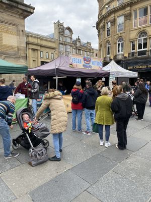 Vausages vegan hotdogs at Newcastle vegan market  at Vegan Market Co in Ipswich