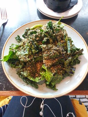 Green goddess noodles (they're under there!) at Palm Greens & Soul in East London