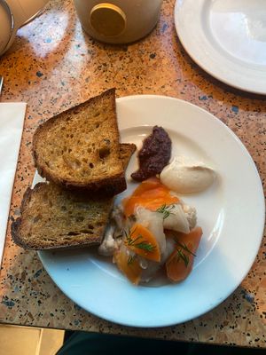 Bread and houmous at Palm Greens & Soul in East London