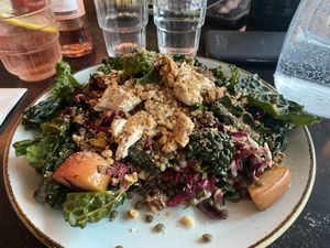 Delicious autumnal salad with squash and roasted apple 🤤  at Palm Greens & Soul in East London