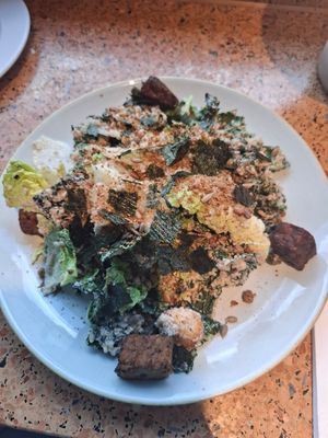 Cesar salad with tempeh at Palm Greens & Soul in East London