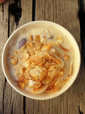 Chilled soft tofu $8.50: lovely coconut palm sugar sauce but not enough, beautiful silky mochi at Tofu Shoten 豆腐商店 in Brunswick