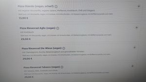 Menu at Salute in Innsbruck