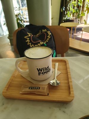 Matcha latte at Wild Food in Barcelona