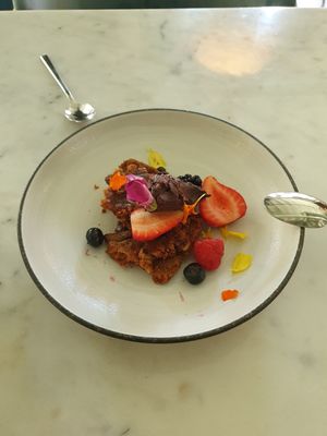 Cookie/chocolat dessert at Wild Food in Barcelona